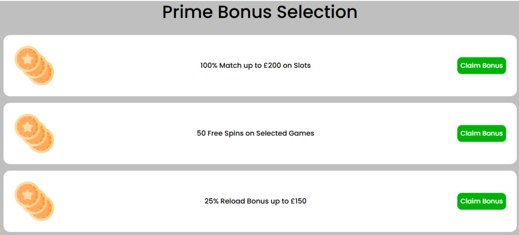 Prime Casino Bonus